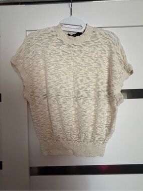 White House Black Market Cream Textured Knit Top